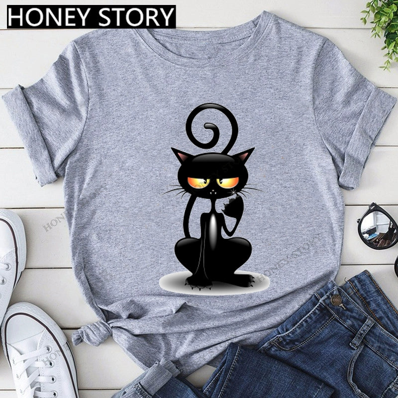 Short Sleeve T-Shirts Round Neck Cartoon Printing Comfortable