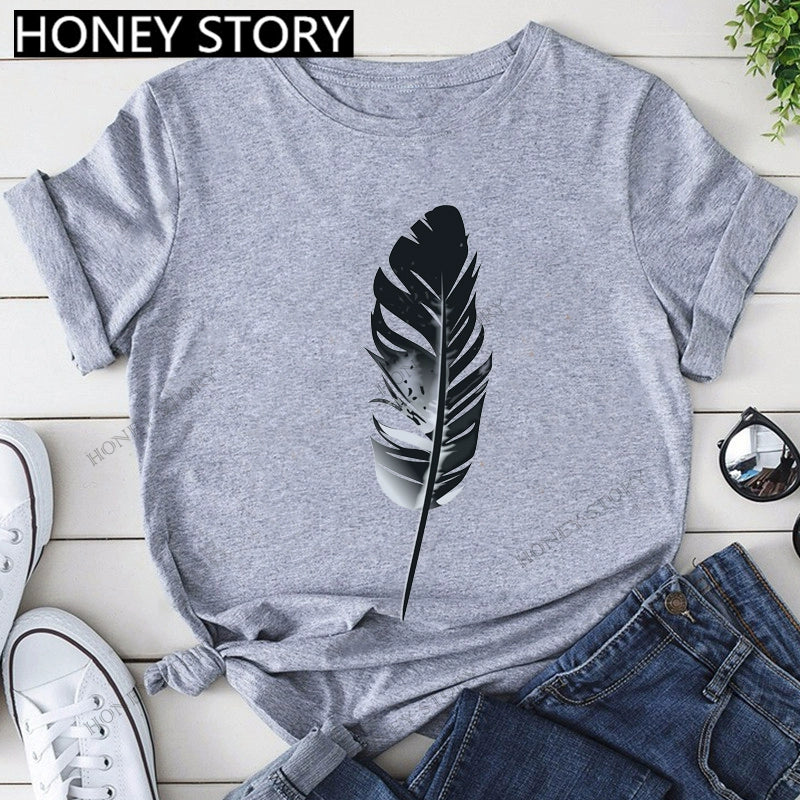 T-Shirts Short Sleeves Round Neck Cartoon Printing Comfortable