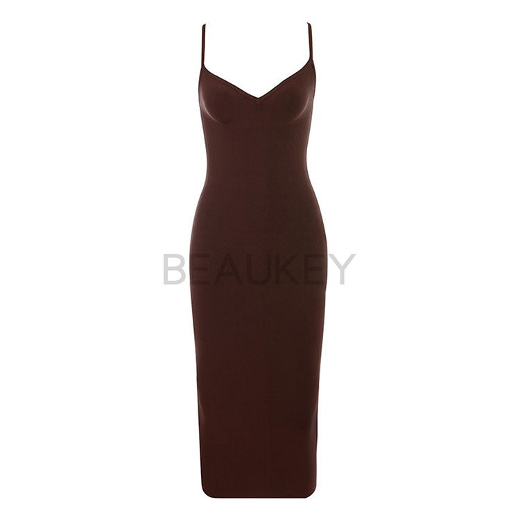 European and American Sexy Strappy Low-Cut Stretch Tight Dress
