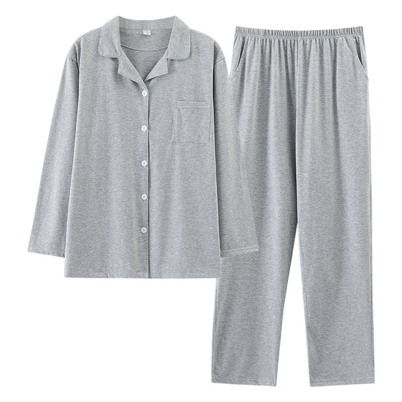 Cotton Couple Pajamas for Men and Women Spring and Autumn Pure Cotton Thin Plaid Long Sleeves Plus Size Outerwear