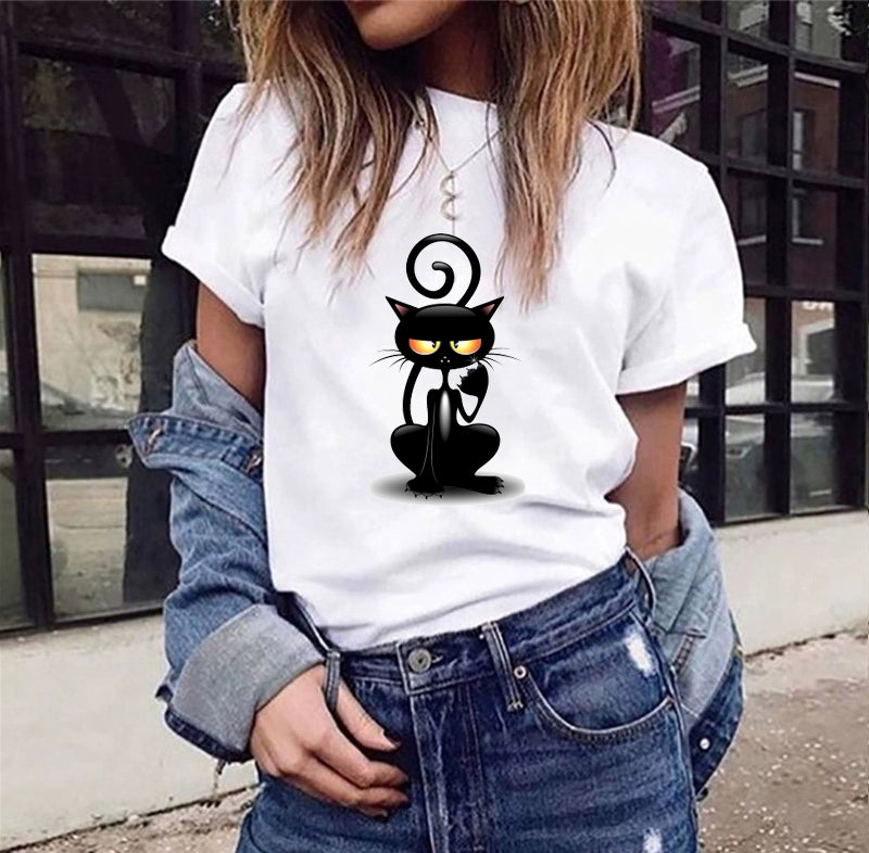 T-Shirts Short Sleeves Round Neck Cartoon Printing Comfortable