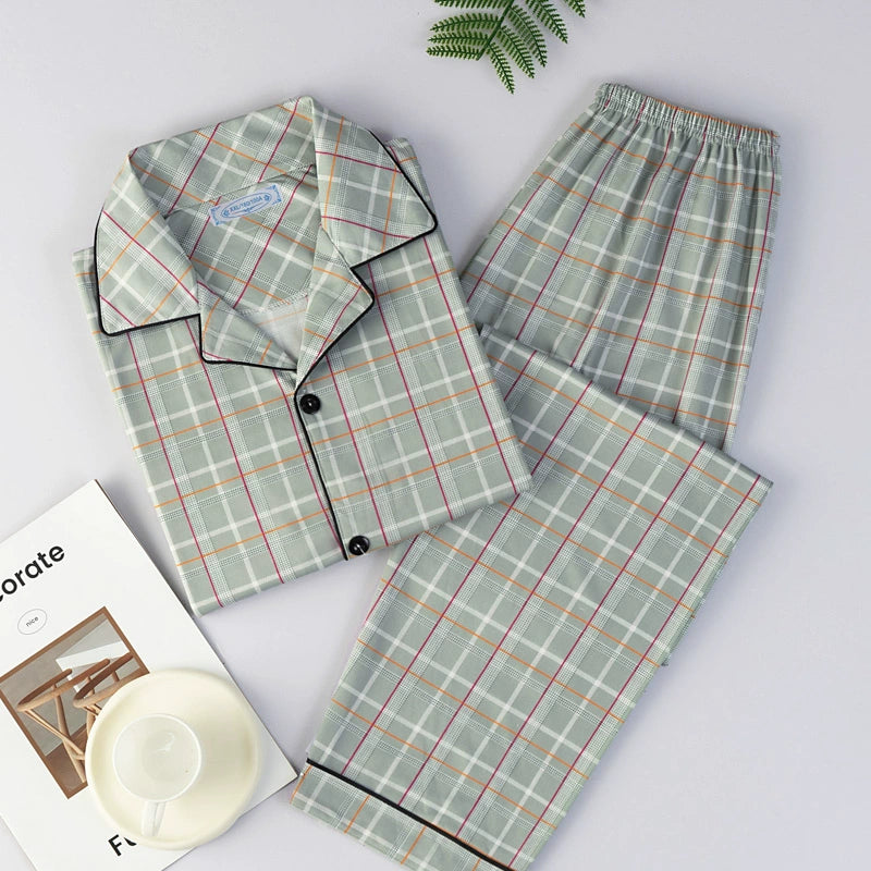 Men's Pajamas Cotton Long sleeve Trousers Two-piece Set