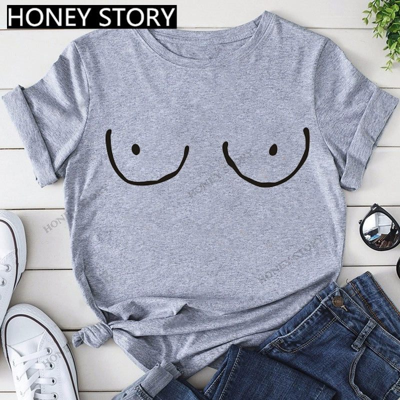 Short Sleeve T-Shirts Round Neck Cartoon Printing Comfortable