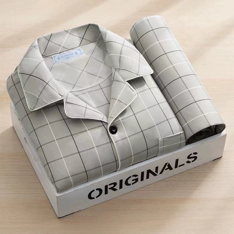 Men's Pajamas Cotton Long sleeve Trousers Two-piece Set