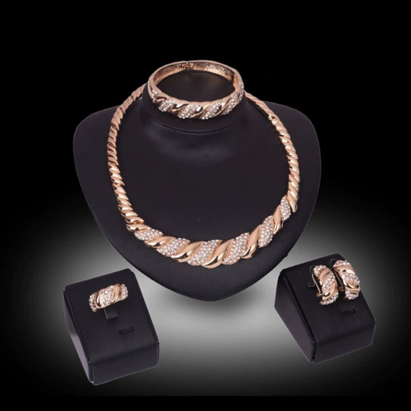 Fashion Inlaid Jewel Rhinestone Clavicle Chain Women's Banquet Earrings