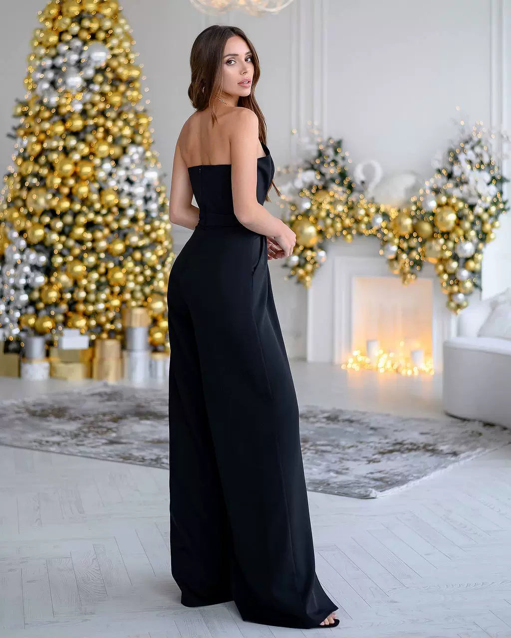 Elegant V Neck Sleeveless off-Shoulder Jumpsuit Pants