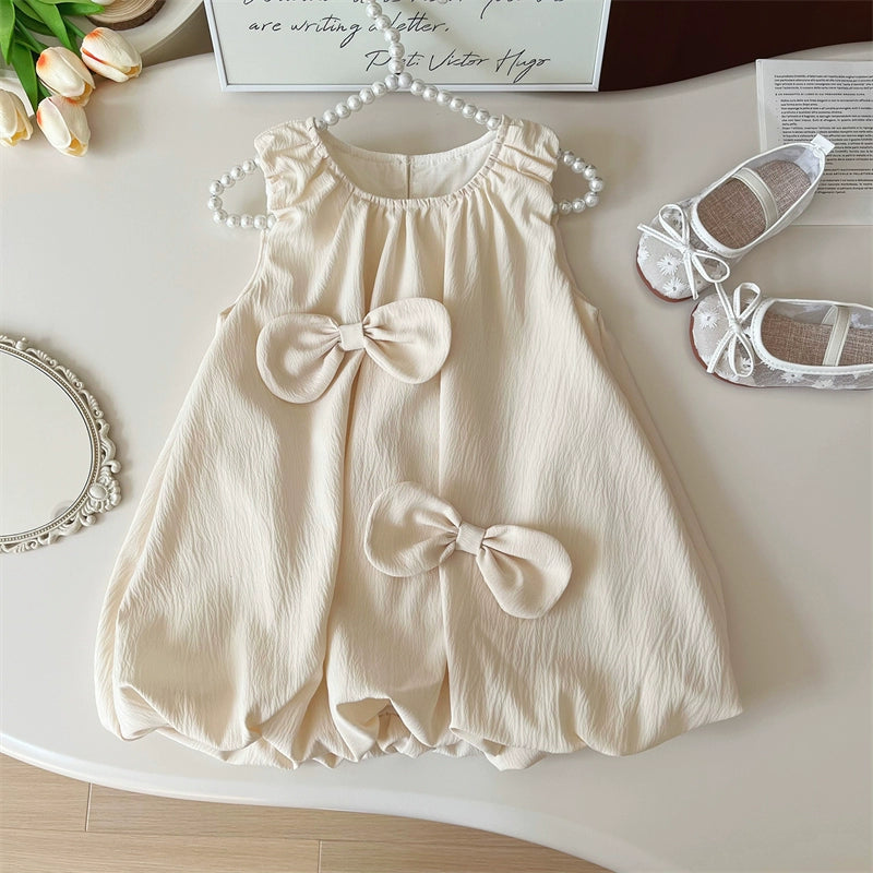 Summer K-style Sleeveless Vest Dress Baby Bows