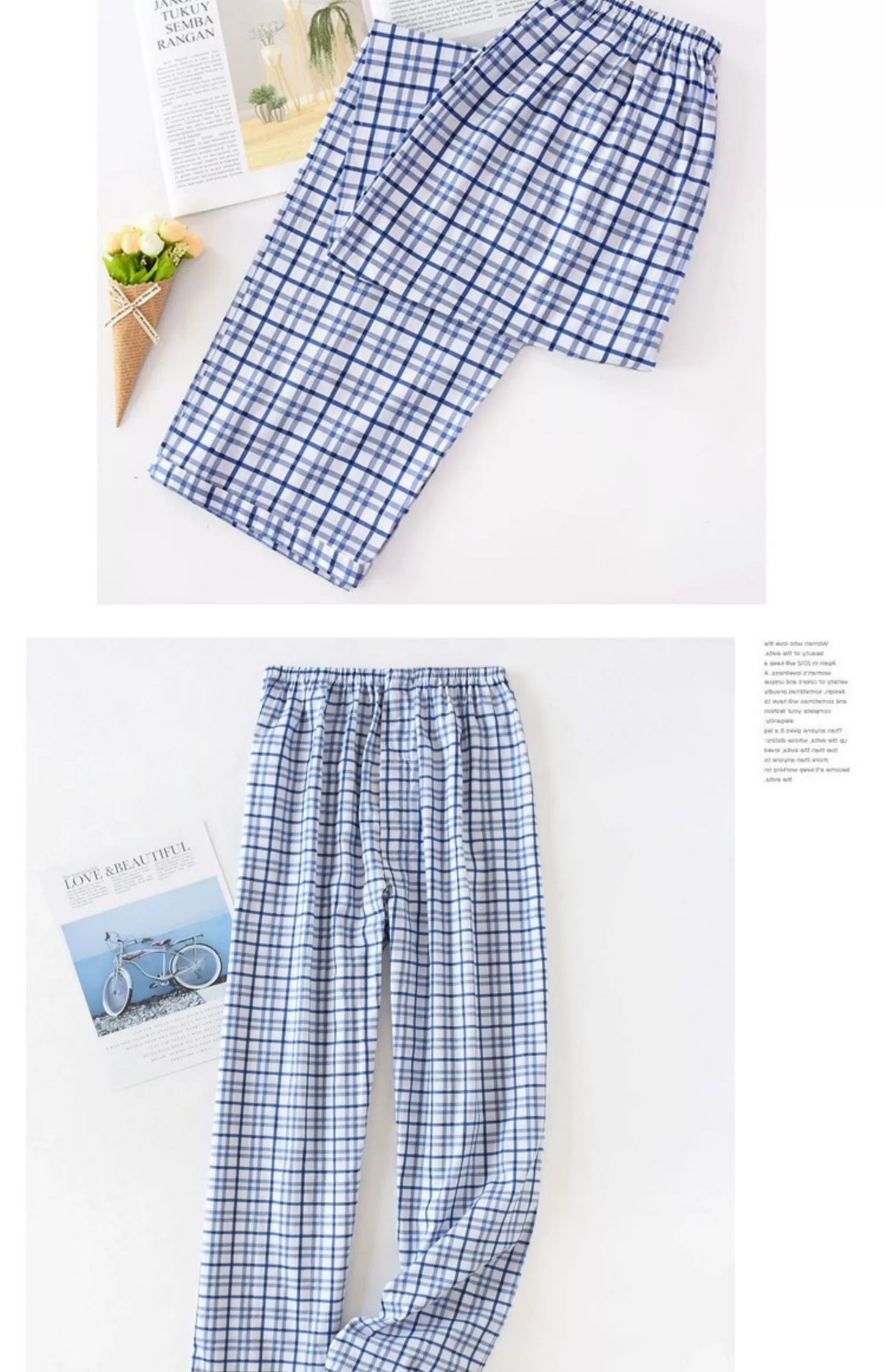 Men Pure Cotton Spring and Summer Pajama Pants
