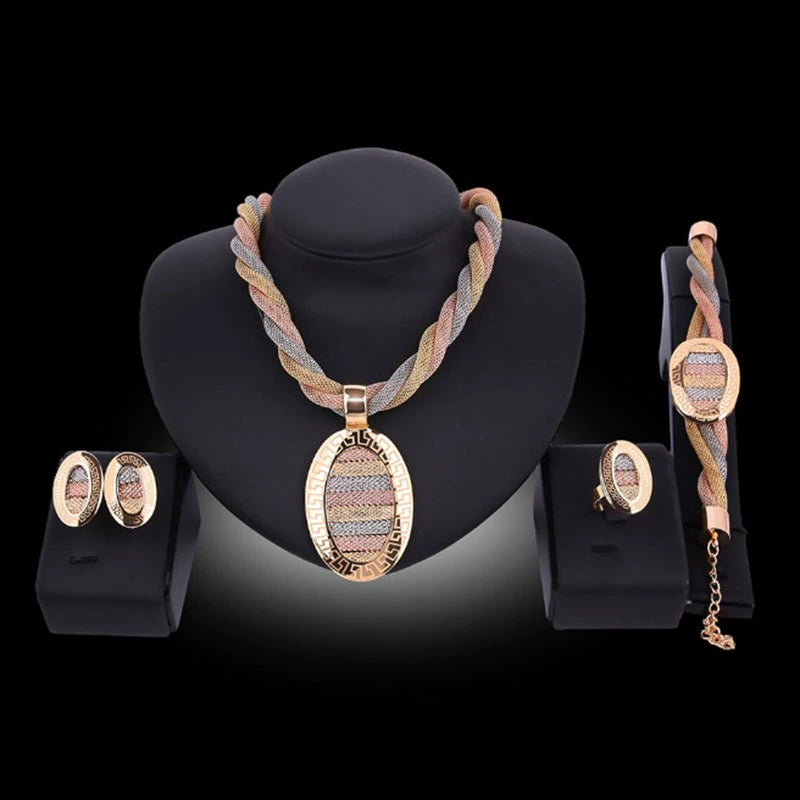 Fashion Inlaid Jewel Rhinestone Clavicle Chain Women's Banquet Earrings