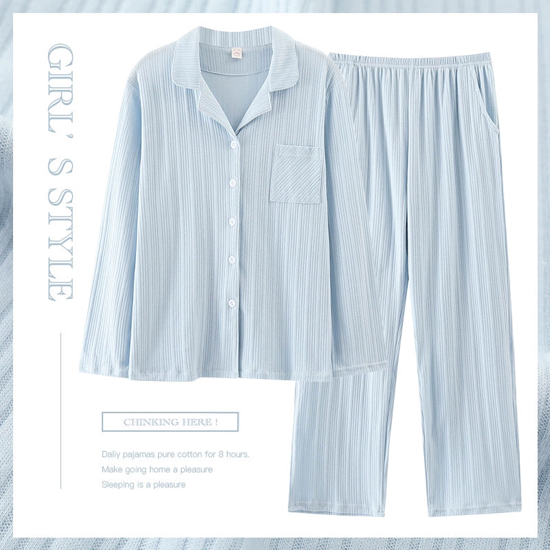 Pure Cotton Thin Plaid Unisex Pajamas for Men and Women Spring and Autumn Long Sleeves Plus Size Outerwear