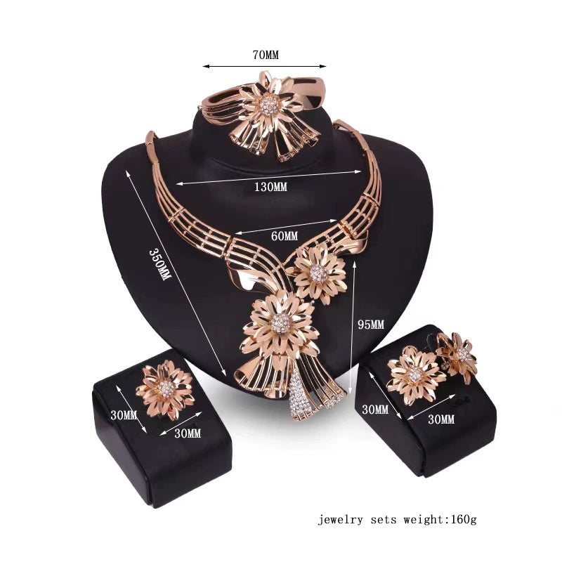 Fashion Inlaid Jewel Rhinestone Clavicle Chain Women's Banquet Earrings