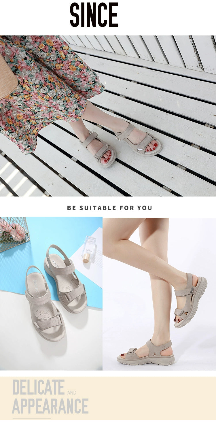 One-Strap Comfortable Sports Velcro Mid-Heel Lightweight Sandals