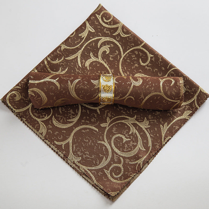 10-Piece High-End Jacquard Napkin Cloth and Rings Home Restaurant Banquet Napkin Cloth 48 * 48cm