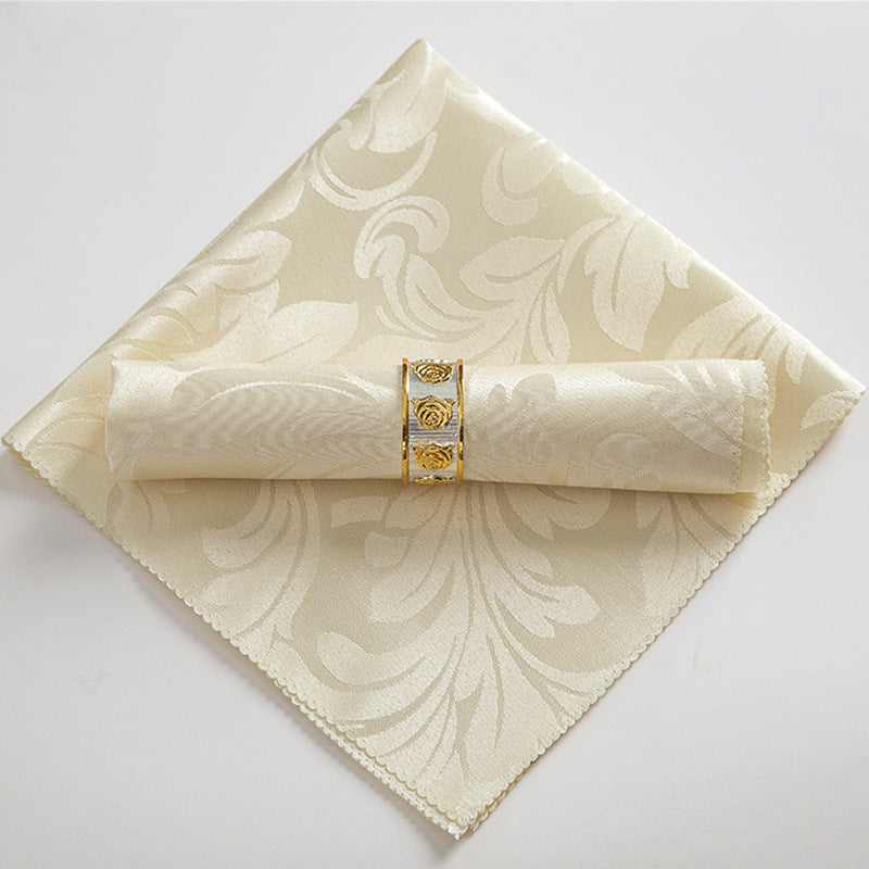 10-Piece High-End Jacquard Napkin Cloth and Rings Home Restaurant Banquet Napkin Cloth 48 * 48cm