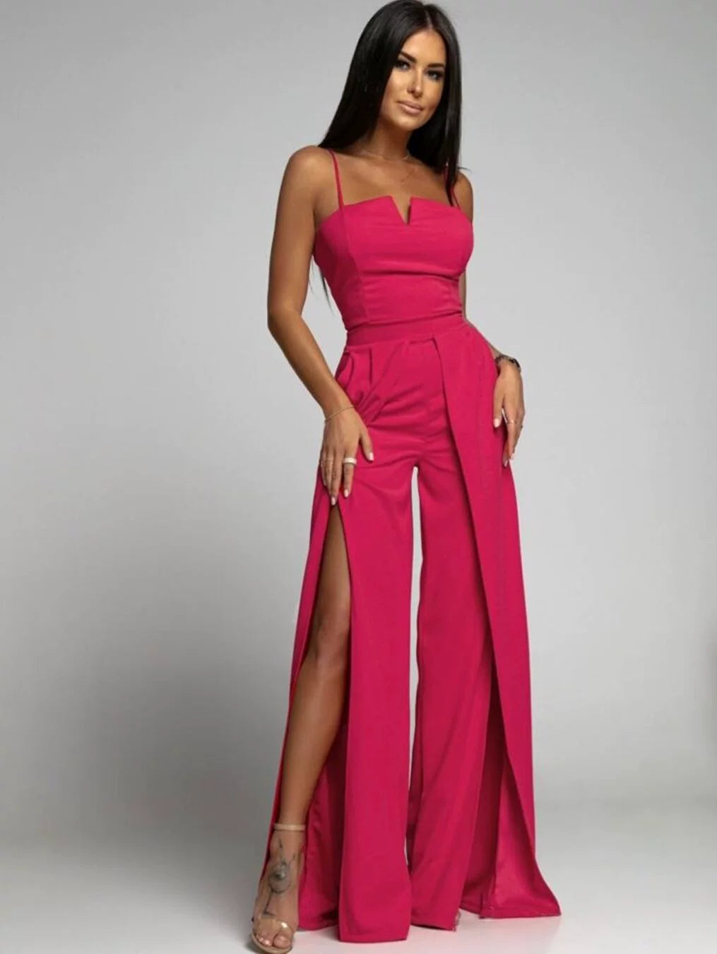 Fashion Suspender Waist-Tight Straight-leg Jumpsuit