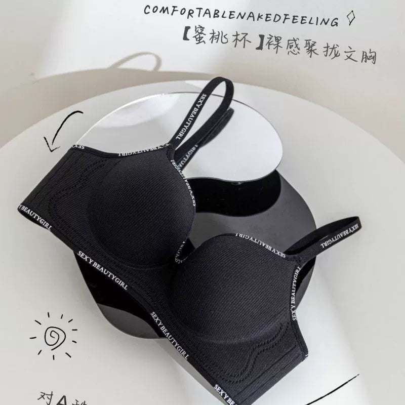 Small Chest Push-up No Steel Ring Non Slip Half Cup Glossy Underwear
