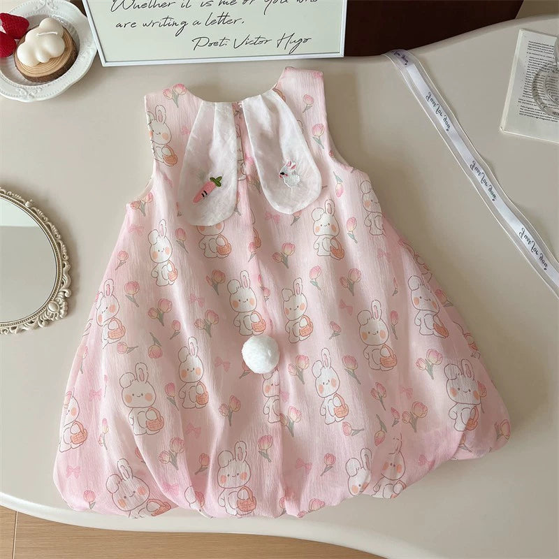 Summer K-style Sleeveless Vest Dress Baby Bows