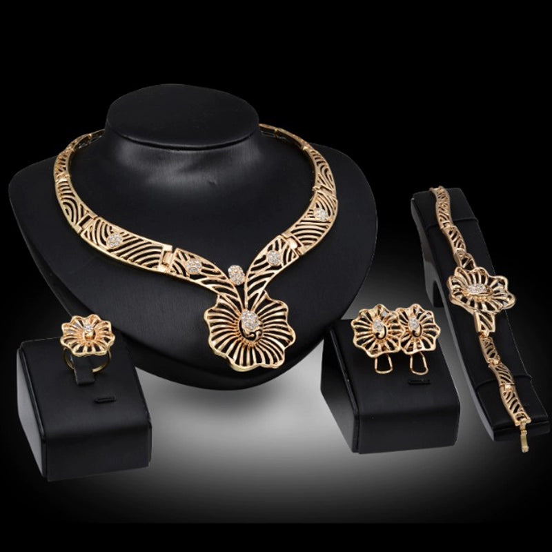 Fashion Inlaid Jewel Rhinestone Clavicle Chain Women's Banquet Earrings