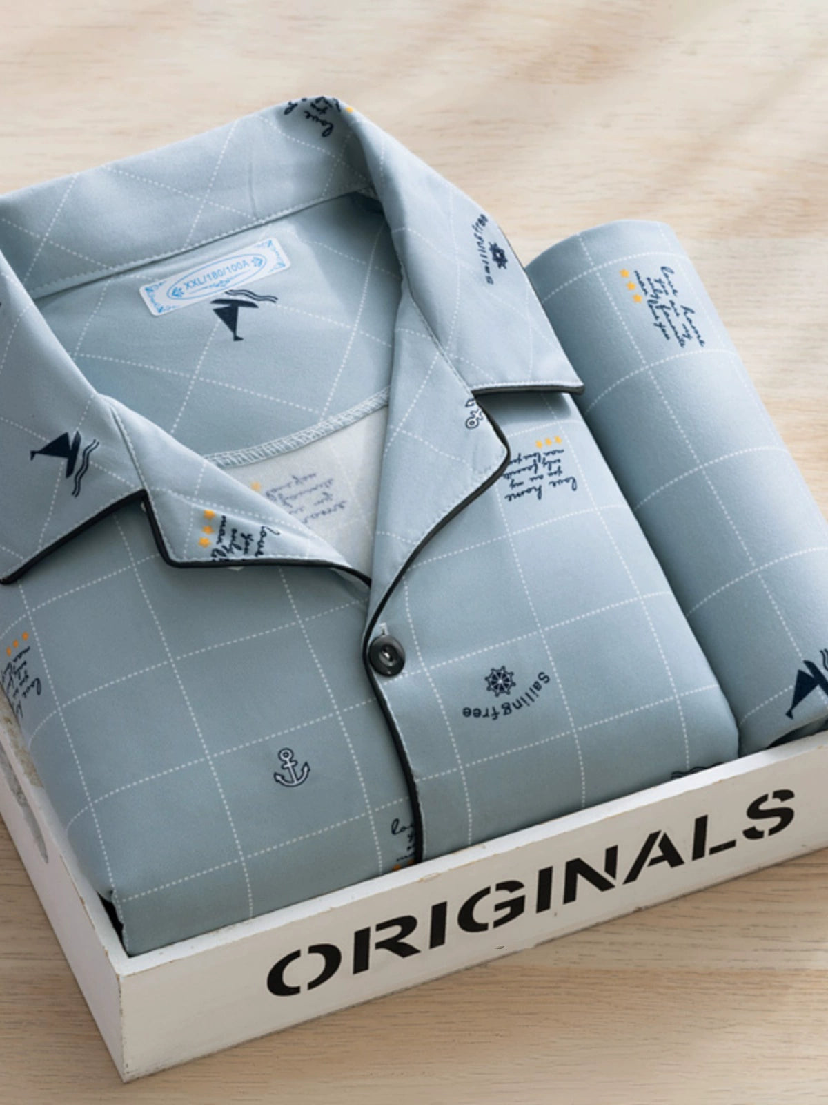 Men's Pajamas Sleepwear Long Sleeves Pants Two-piece Set Pure Cotton