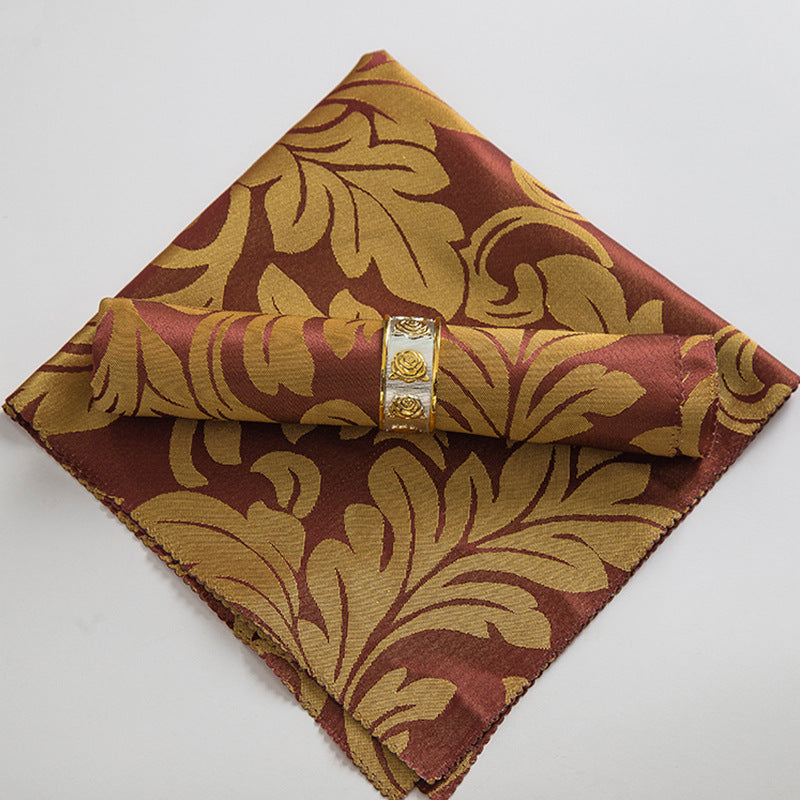 10-Piece High-End Jacquard Napkin Cloth and Rings Home Restaurant Banquet Napkin Cloth 48 * 48cm