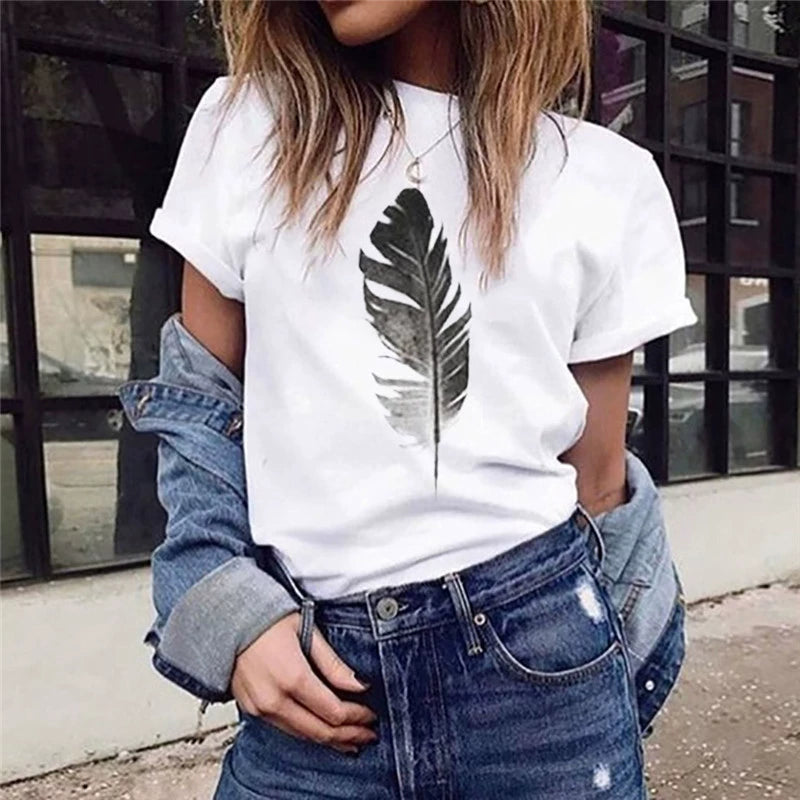 T-Shirts Short Sleeves Round Neck Cartoon Printing Comfortable