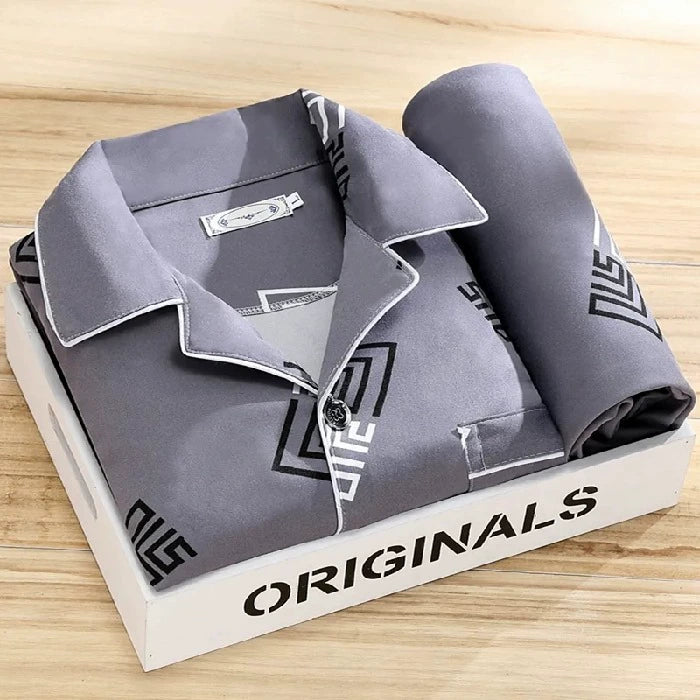 Men's Pajamas Cotton Long sleeve Trousers Two-piece Set