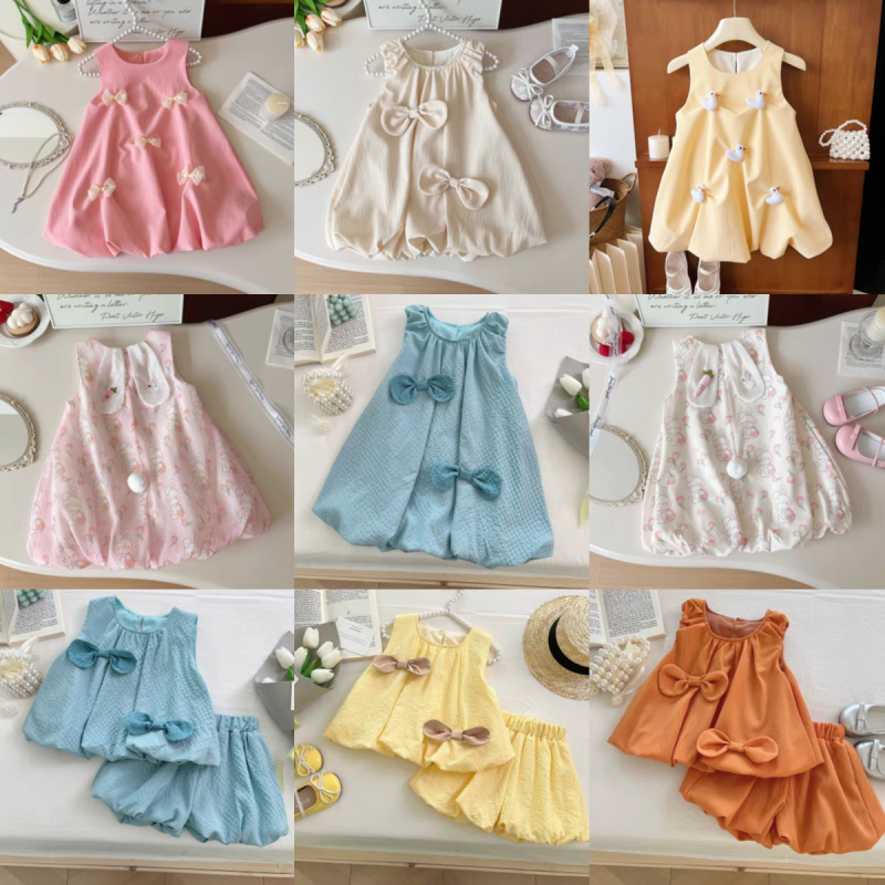 Summer K-style Sleeveless Vest Dress Baby Bows