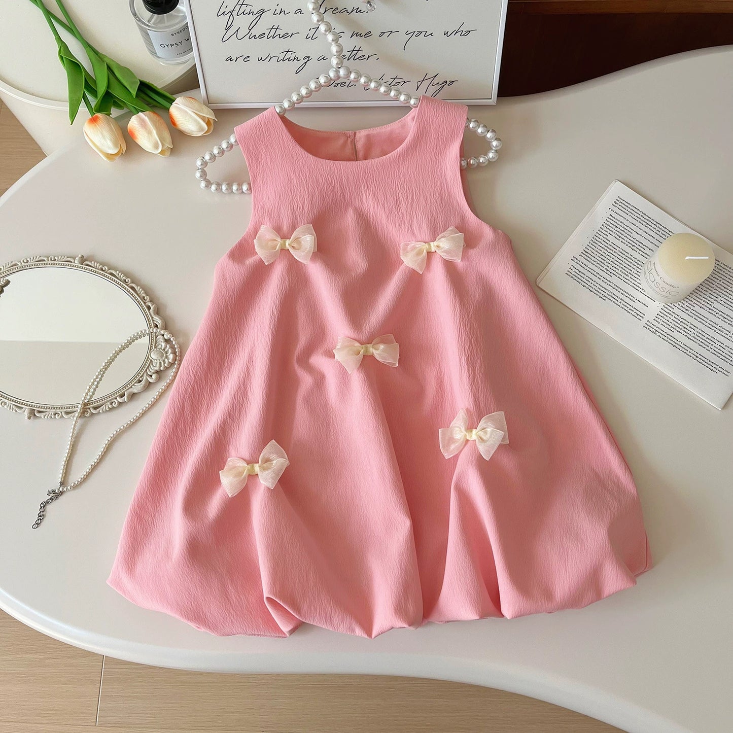 Summer K-style Sleeveless Vest Dress Baby Bows