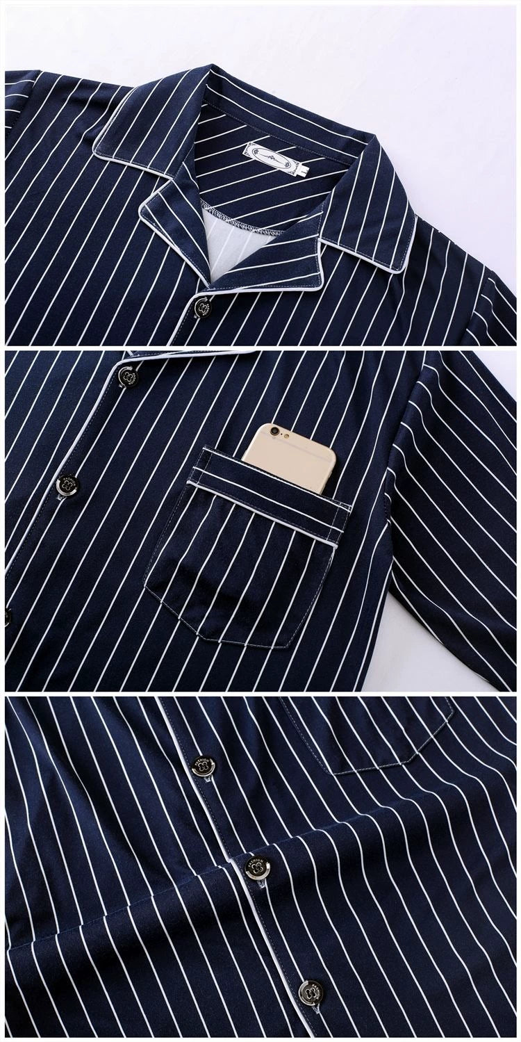 Men's Pajamas Cotton Long sleeve Trousers Two-piece Set