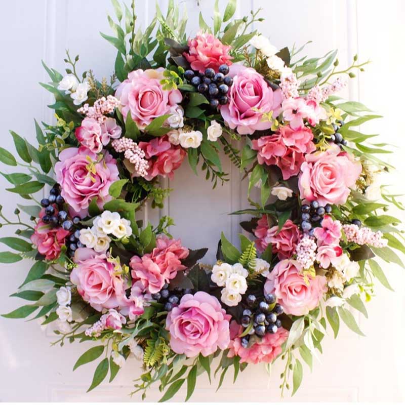 Spring Home Decorative Artificial Rose Wreath Garland