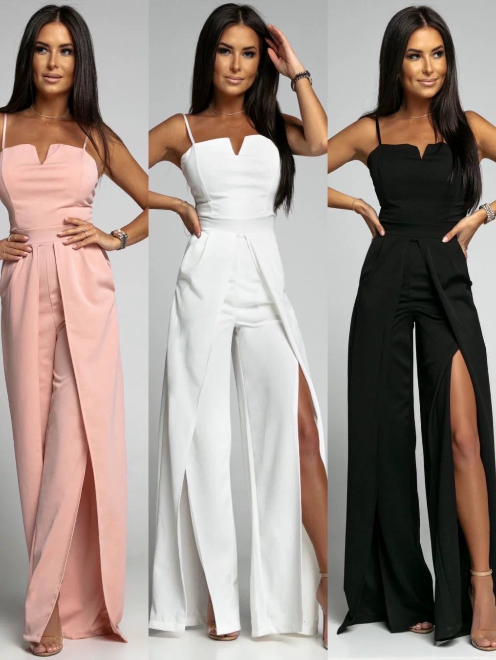 Fashion Suspender Waist-Tight Straight-leg Jumpsuit