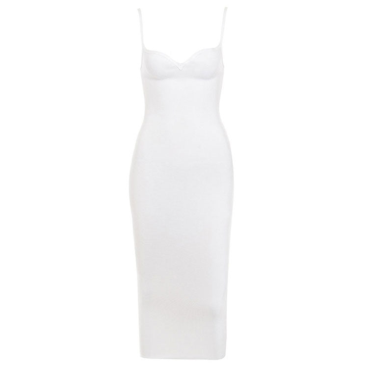 European and American Sexy Strappy Low-Cut Stretch Tight Dress