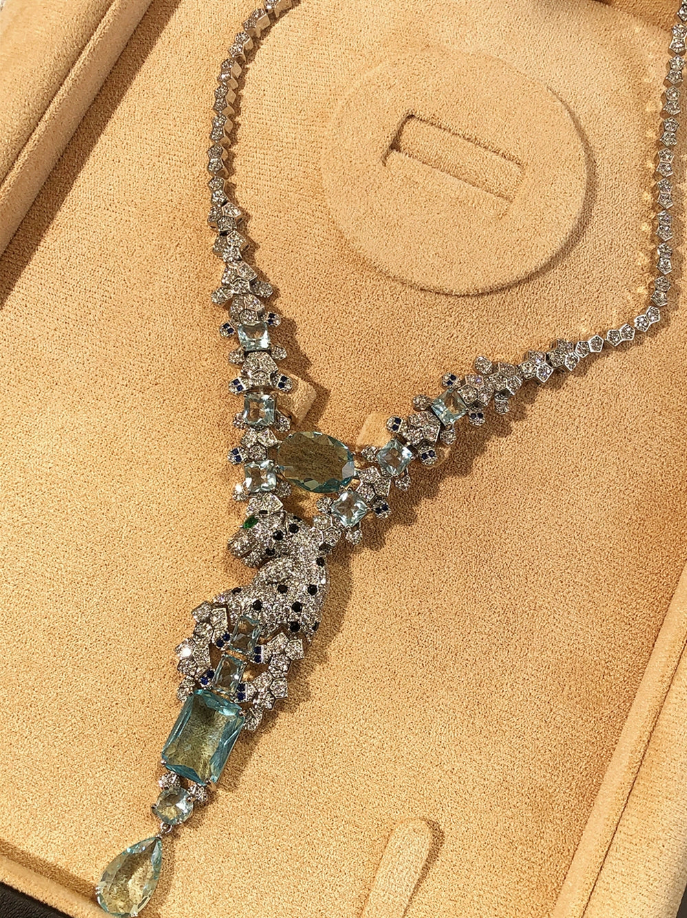 Jewelry Classy Elegant Luxury Zircon Necklace Earrings Leopard Head