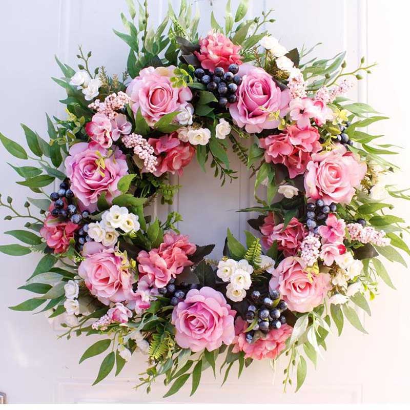 Spring Home Decorative Artificial Rose Wreath Garland