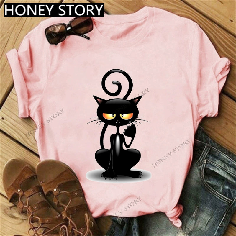 T-Shirts Short Sleeves Round Neck Cartoon Printing Comfortable