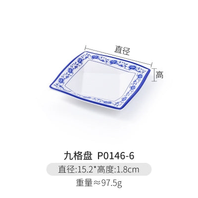 Melamine Dinnerware Blue and White Porcelain Snack Plate Special-Shaped Creative Tableware Commercial Use