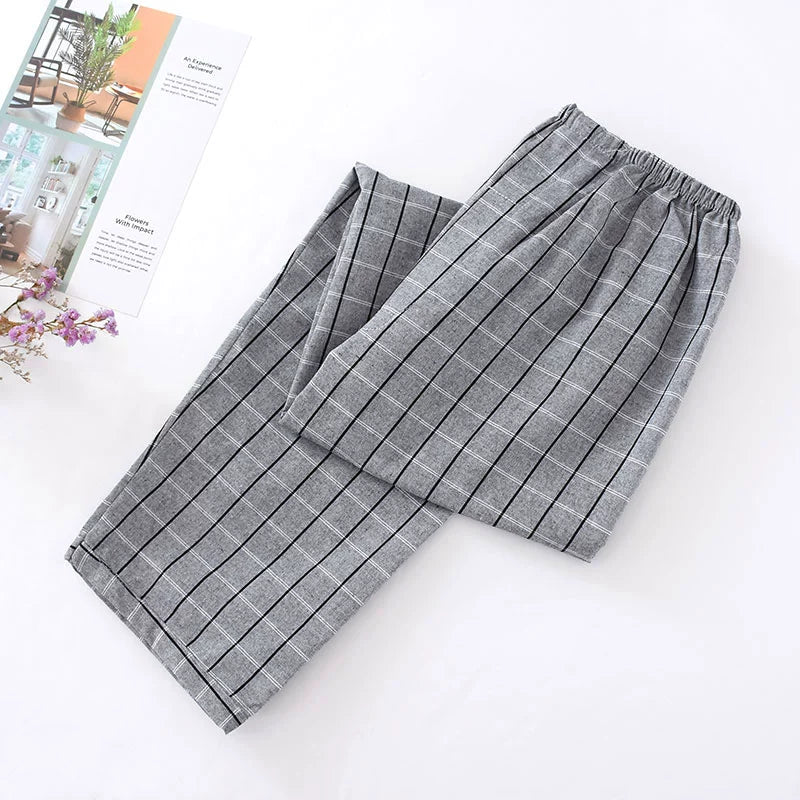 Men Pure Cotton Spring and Summer Pajama Pants