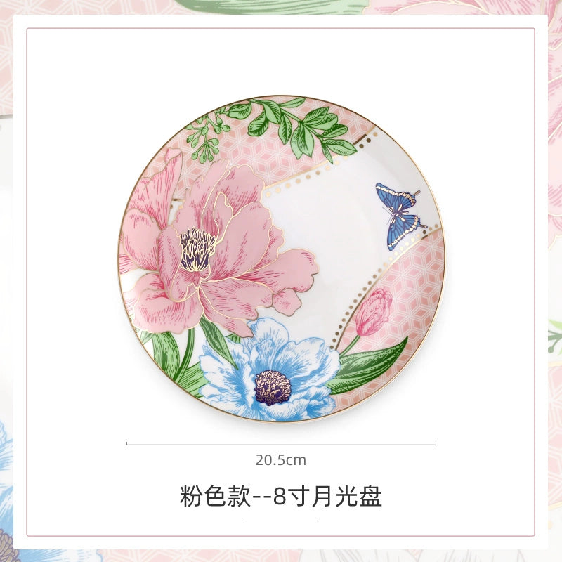 Luxury Ceramic Scandinavian Golden Trim Style Bone China Tableware Combination