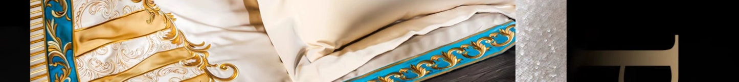 European Luxury Pure Cotton Satin Embroidery Bedding 4-10 Piece Set
