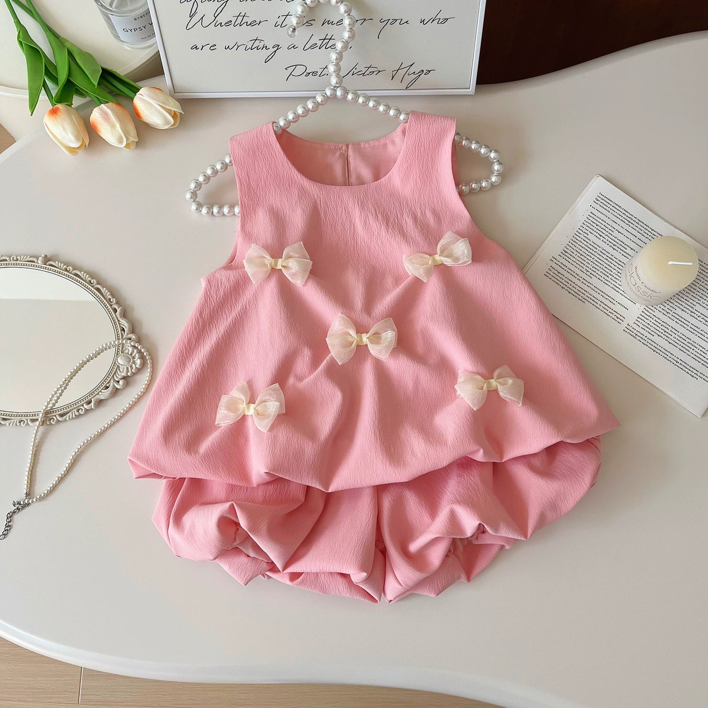 Summer K-style Sleeveless Vest Dress Baby Bows