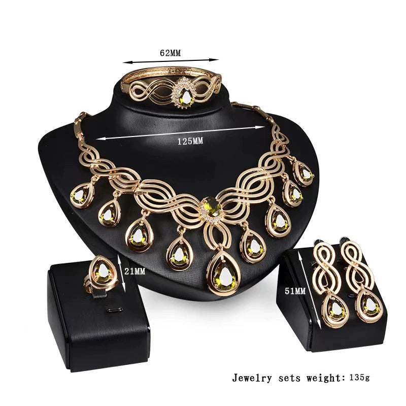 Fashion Inlaid Jewel Rhinestone Clavicle Chain Women's Banquet Earrings