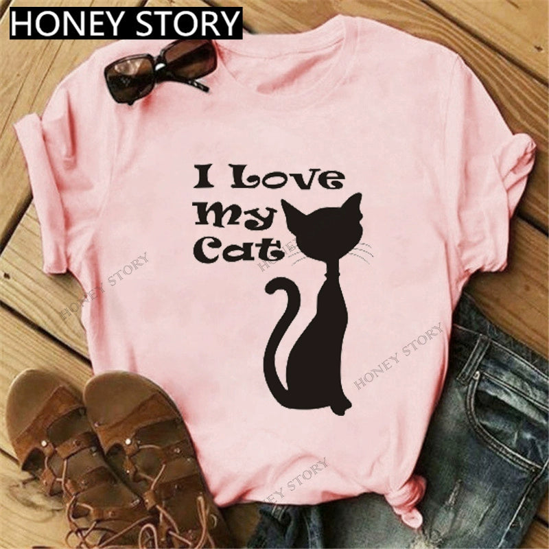 Short Sleeve T-Shirts Round Neck Cartoon Printing Comfortable