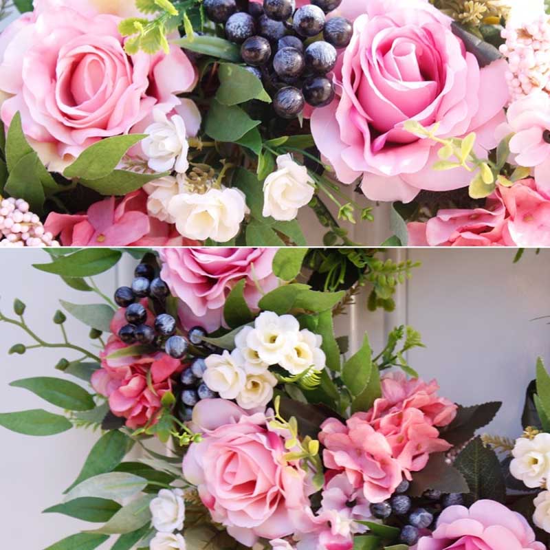 Spring Home Decorative Artificial Rose Wreath Garland