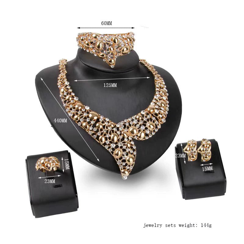 Fashion Inlaid Jewel Rhinestone Clavicle Chain Women's Banquet Earrings