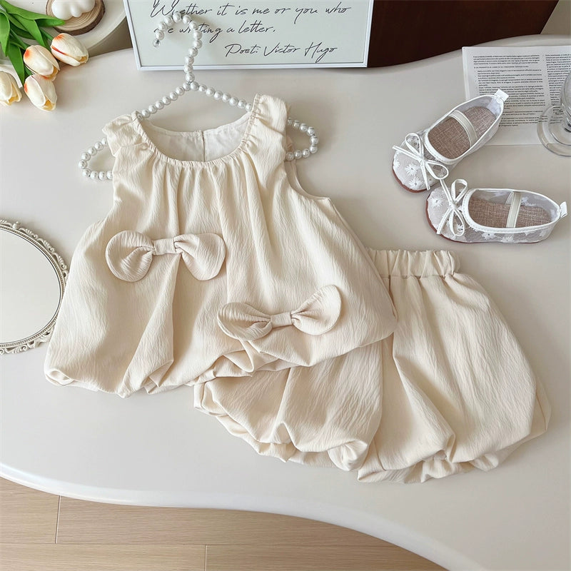 Summer K-style Sleeveless Vest Dress Baby Bows