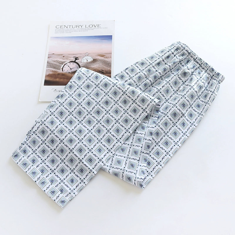Men Pure Cotton Spring and Summer Pajama Pants