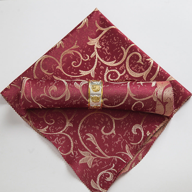 10-Piece High-End Jacquard Napkin Cloth and Rings Home Restaurant Banquet Napkin Cloth 48 * 48cm