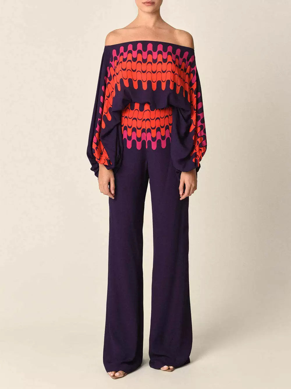 Women's Loose and Irregular off-Neck Wide Leg Pants