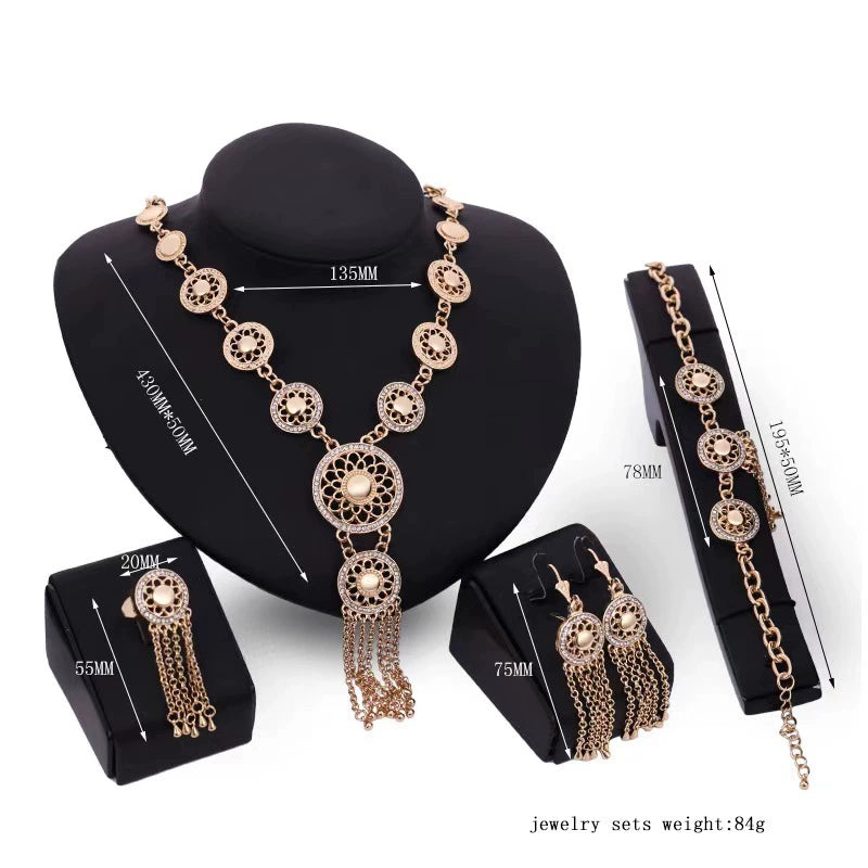 Fashion Inlaid Jewel Rhinestone Clavicle Chain Women's Banquet Earrings