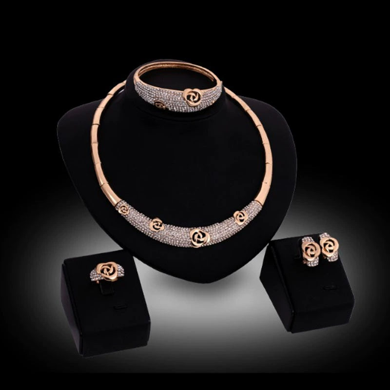 Fashion Inlaid Jewel Rhinestone Clavicle Chain Women's Banquet Earrings